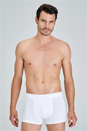 KOM Tight Pamuklu 2'li Erkek Boxer - Beyaz