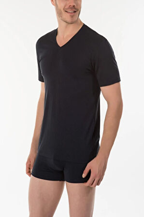 Erkek Lacivert Antonıo V Yaka T-shirt 44ts30021lacı