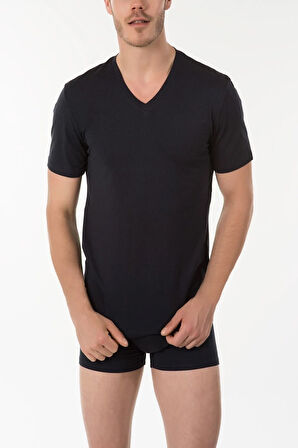 Erkek Lacivert Antonıo V Yaka T-shirt 44ts30021lacı