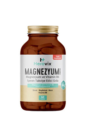 Herovix Magnezyum 3x Complex 60 Tablet 200 MG - Malat-Sitrat-Bisglisinat-B6
