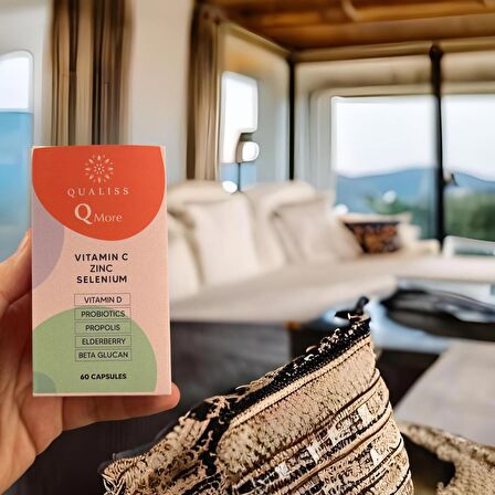 3 adet 60 kapsül Qualiss Q More Vitamin C, Vitamin D, Propolis, Probiyotik Mikroorganizma, Çinko, Selenyum, Beta Glukan, Kara Mürver takviye edici gıda