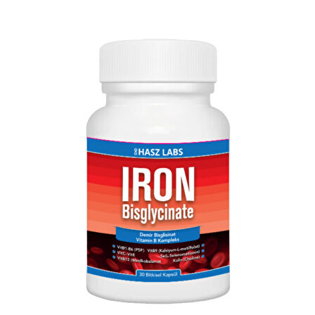 Hasz Labs Iron Bisglicinate & Vitamin B Kompleks 30 Kapsül