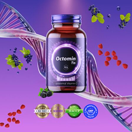 Octomin Plus 30 Kapsül Lipozomal Vitamin C (D3) Çinko Selenyum Bakır Piperin Mor Sindirim Enerji