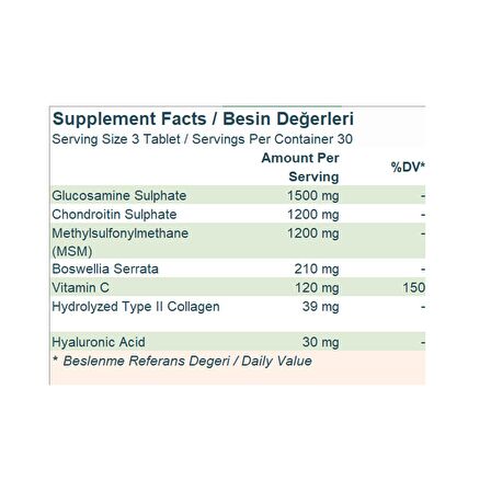 WiseLab Glukozamin & Kondroitin & MSM Tip 2 90 Tablet