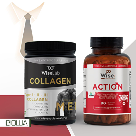 WiseLab Men Collagen 300gr + Action Bitkisel Erkek Takviye 90 Kapsül