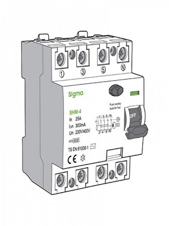 4X25A 300mA YANGIN KORUMA RÖLESİ