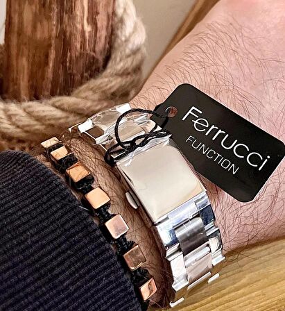 Ferrucci Fonksiyonları Aktif Takvimli Özel Tasarım Erkek Kol Saati+Bileklik