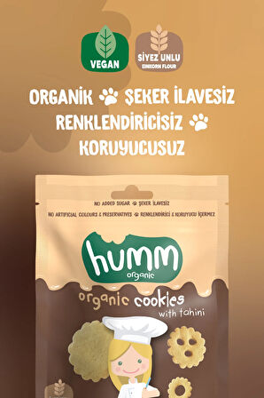 Humm Organic Organik Vegan Tahinli ve Pekmezli Kurabiye Atıştırmalık Paketi 55 Gr x 12 Adet