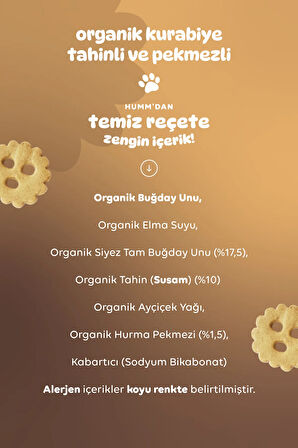 Humm Organic Organik Vegan Tahinli ve Pekmezli Kurabiye Atıştırmalık Paketi 55 Gr x 12 Adet