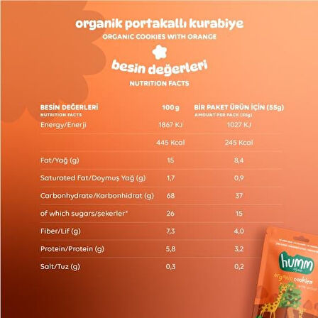 Humm Organik Vegan Portakallı Kurabiye 55 Gr