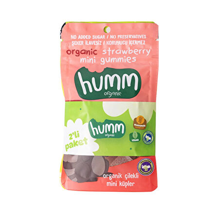humm organic Muzlu&Çilekli Mini Küpler 2x30g