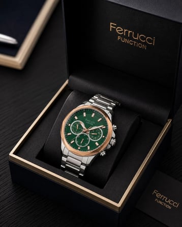 Ferrucci İnce Bilekli Erkeklere Özel Kasa Çap 43mm Fonksiyonlu Çelik Kordon&Kasa Erkek Kol Saati