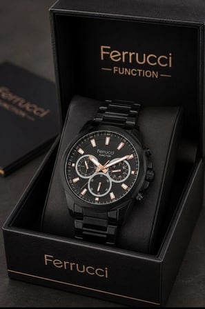 Ferrucci İnce Bilekli Erkeklere Özel Kasa Çap 43mm Fonksiyonlu Çelik Kordon&Kasa Erkek Kol Saati