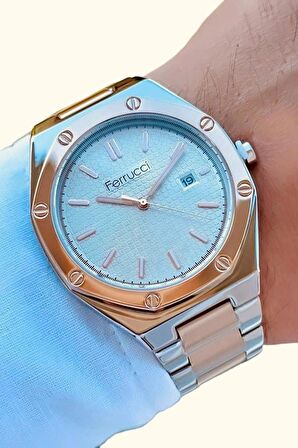Ferrucci 1. Sınıf Çelik Spor Şık Erkek Kol Saat+Bileklik Hediyeli