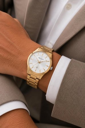 Ferrucci Business Model Altın Renk Takvimli Çelik Kordon ve Kasa Erkek Kol Saati