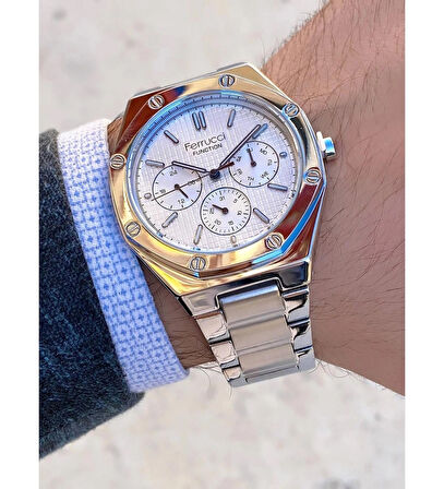 Ferrucci Çelik Kordon Silver Renk Spor Model Erkek Kol Saati
