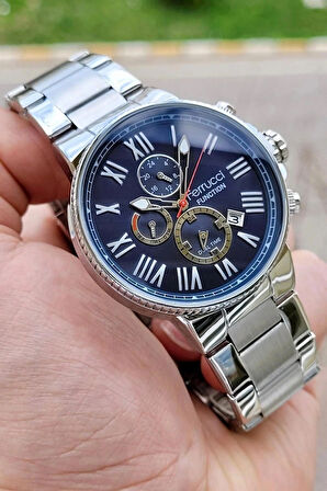 Ferrucci Fonksiyonlu&Takvimli Çelik Kordon Roma Rakamlı Erkek Kol Saati