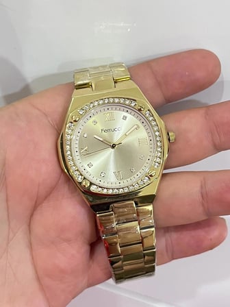 Ferrucci Taşlı Retro Model Çelik Kordon ve Kasa Kadın Kol Saati