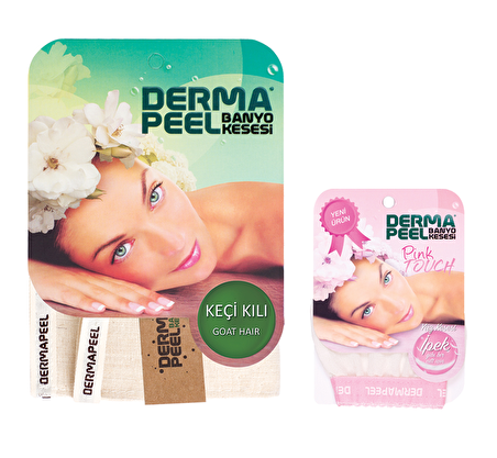 Dermapeel Keçi Kılı Banyo Kesesi + Pink Touch Yüz Kesesi Set