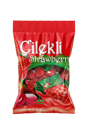 Çilekli Torbacık Sert Şeker 350 gr