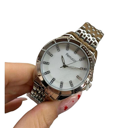 Ferrucci Yeni Sezon Şık Çelik Silver Renk Kol Saat+Nazarlıklı Set Hediyeli