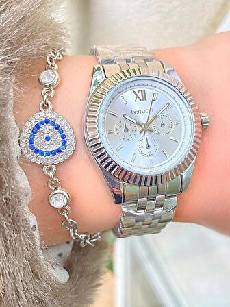Ferrucci Rolex Kasa Yeni Sezon 1. Sınıf Çelik Kadın Kol Saat