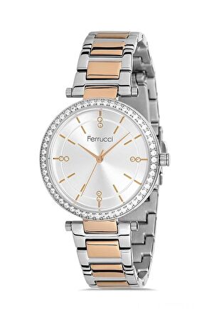 Ferrucci 1. Sınıf Çelik Sade Şık Kadın Kol Saat+Nazarlıklı Hediye Set
