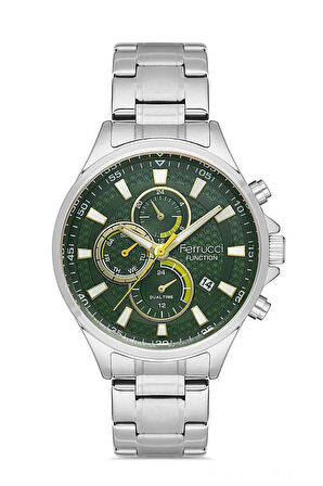 Ferrucci Fonksiyonlu&Takvimli Çelik Erkek Kol Saati+Bileklik