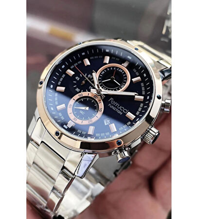 Ferrucci Fonksiyonlu Takvimli Silver Yeni Model Erkek Kol Saati+Bileklik