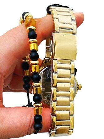 Ferrucci 1. Sınıf Çelik Altın Sarısı Erkek Kol Saati + Bileklik Hediyeli
