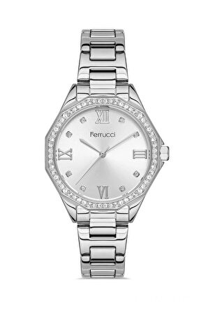 Ferrucci Modern Kasa 1.Sınıf Çelik Su Geçirmez Kadın Kol Saat+Nazarlıklı Kolye Bileklik