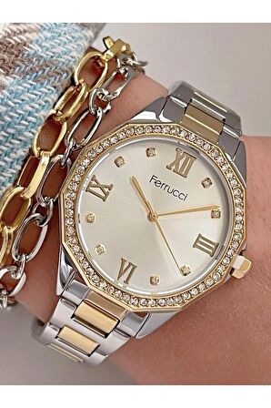 Ferrucci 1. Sınıf Çelik Sade Şık Kadın Kol Saat Bileklik