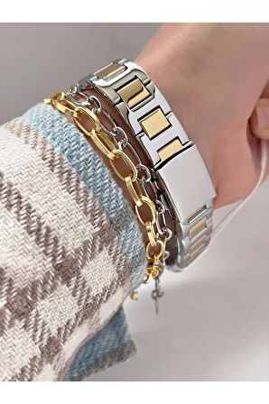 Ferrucci 1. Sınıf Çelik Sade Şık Kadın Kol Saat Bileklik