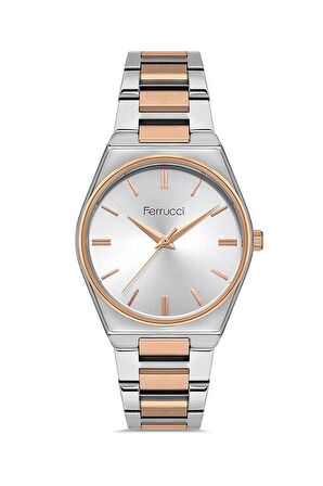 Ferrucci Rose Gümüş Çelik Kadın Kol Saat+Kristal El Yapımı Kolye