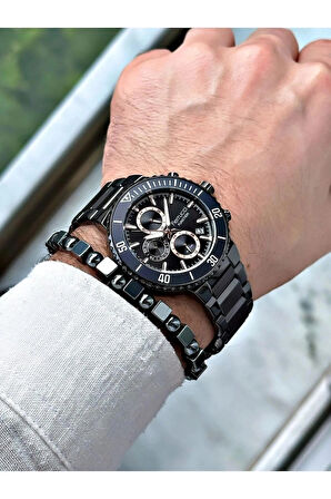 Ferrucci Siyah Renk Fonksiyonlu Takvimli Spor Model 40MM Erkek Kol Saat