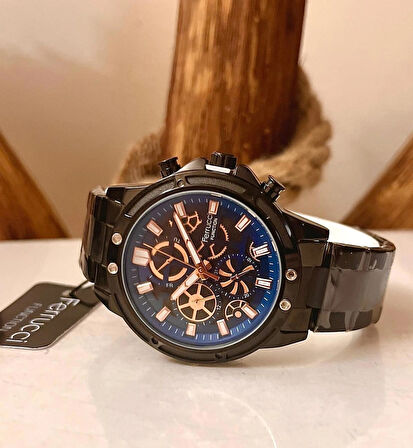 Ferrucci Siyah Spor Şık Model Fonksiyonlu Erkek Kol Saati+Bileklik Hediye