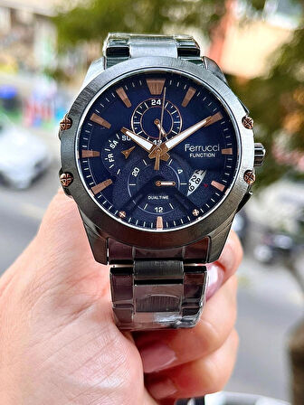 Fonksiyonlu ve Takvimli Çelik Erkek Kol Saati+Bileklik Hediyeli