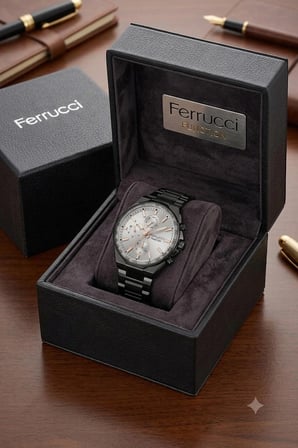 Ferrucci İnce Bilekli Erkeklere Özel Kasa Çap 43mm Fonksiyonlu Çelik Kordon&Kasa Erkek Kol Saati