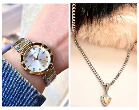 Ferrucci Süper Model Çelik Kadın Kol Saati+Çelik Kolye Hediyeli