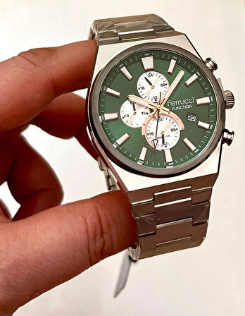 Ferrucci Tavimli Fonksiyonları Aktif Çelik Erkek Kol Saati+Bileklik Hediyeli