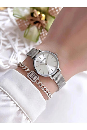 Ferrucci Minimal Kasa Hasır Ayarlanabilir Çelik Kordon Kadın Kol Saati