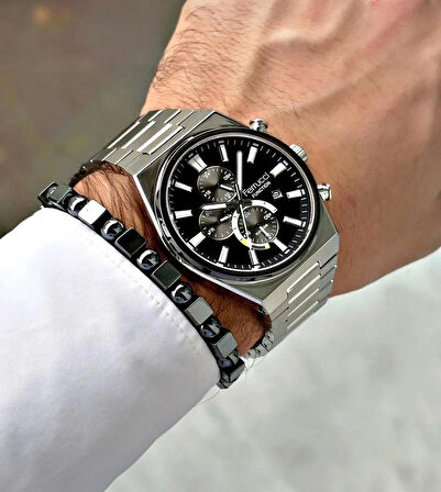 Ferrucci Silver Kordon Fonksiyonları Aktif Takvimli Erkek Kol Saati+Bileklik