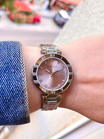 Ferrucci Süper Model Çelik Kadın Kol Saati+Çelik Kolye Hediyeli