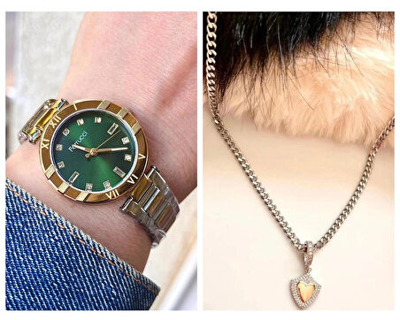 Ferrucci Süper Model Çelik Kadın Kol Saati+Çelik Kolye Hediyeli