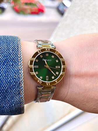 Ferrucci Süper Model Çelik Kadın Kol Saati+Çelik Kolye Hediyeli