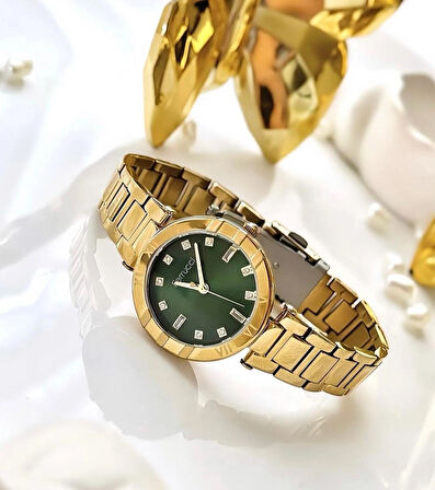 Ferrucci Taşlı Şık Kadran Çelik Kadın Kol Saati+Bileklik Hediyeli