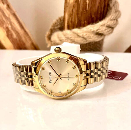 Ferrucci Zirkon Taşlı Kadın Kol Saati+%100 Çelik Dorikalı Kolye Hediye