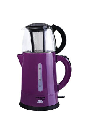 Tea - Plus Mor Elektrikli Cam Demlikli Çaycı Çay Makinesi 2000 Watt 3100 ml