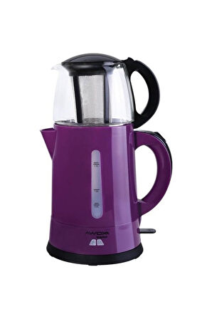 Tea - Plus Mor Elektrikli Cam Demlikli Çaycı Çay Makinesi 2000 Watt 3100 ml