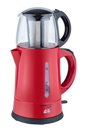 Awox Teaplus (6 ADET) Elektrikli Cam Demlikli Çaycı Çay Makinesi KIRMIZI 3100 ML 2000 WATT